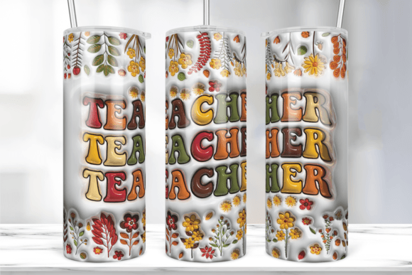 3D Inflated Teacher Wildflowers Tumbler