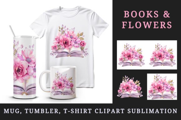 Book Flowers Tumbler Mug Wrap, Clipart: A Strategic Asset for Thoughtful Creative Execution