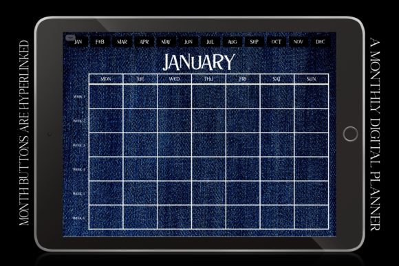 Denim Grunge Digital Monthly Planner