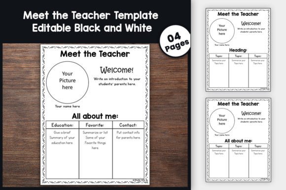 Editable Meet the Teacher Templates B W