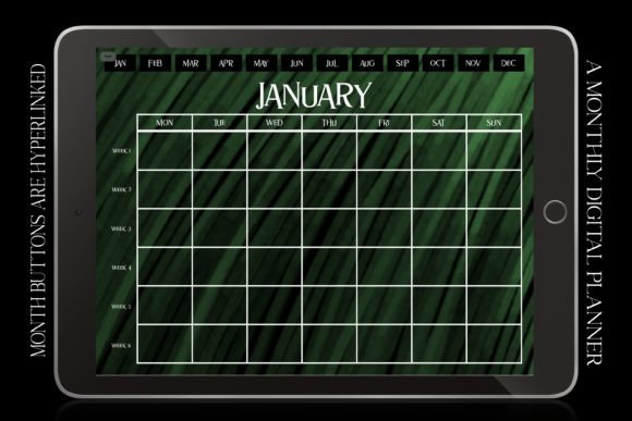 Emerald Digital Monthly Calendar Planner