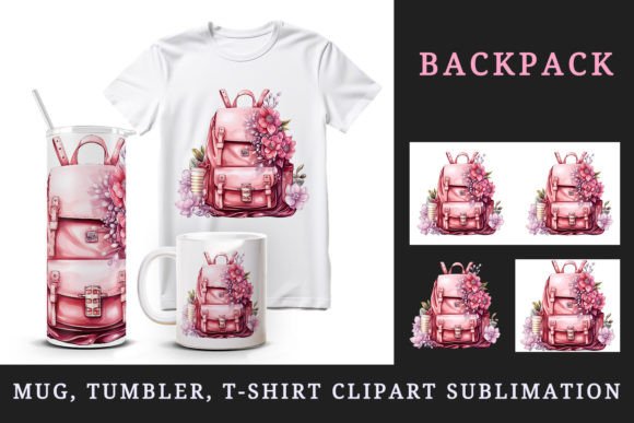 Floral Backpack Tumbler Mug Wrap Clipart: A Versatile Design Resource for Creators and Small Businesses