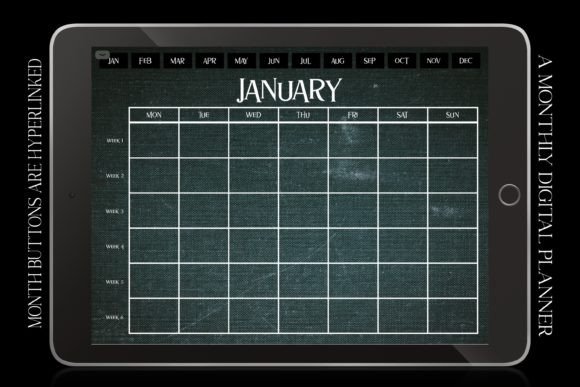 Grunge Denim Monthly Digital Planner