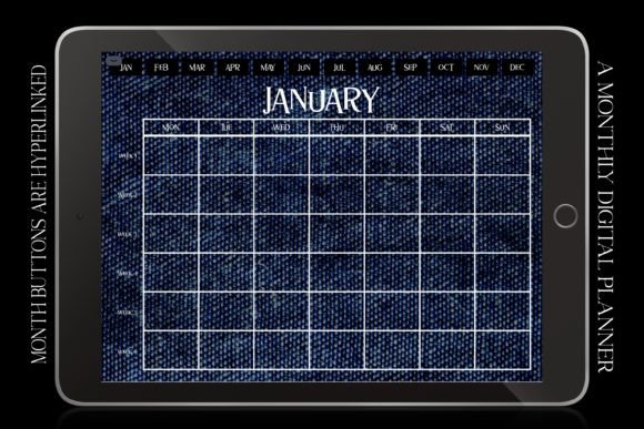 Grungy Denim Digital Calendar Planner: A Thoughtful Fit for Intentional Monthly Planning