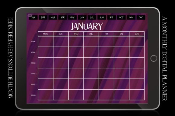 Pink Digital Monthly Calendar Planner