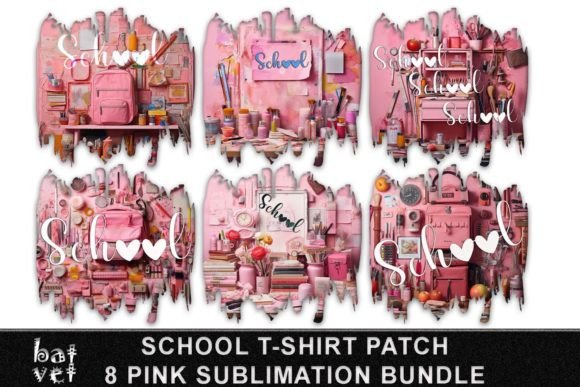 Pink School Patch Sublimation Bundle: Versatile Digital Designs for Creative Back-to-School Projects