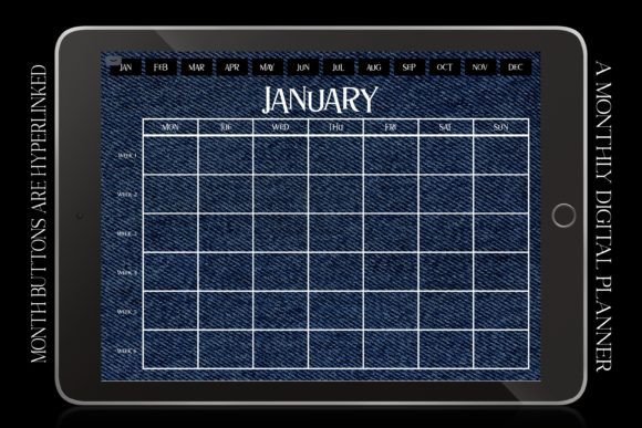 Retro Denim Digital Monthly Planner: A Thoughtful Fusion of Vintage Aesthetic and Modern Productivity