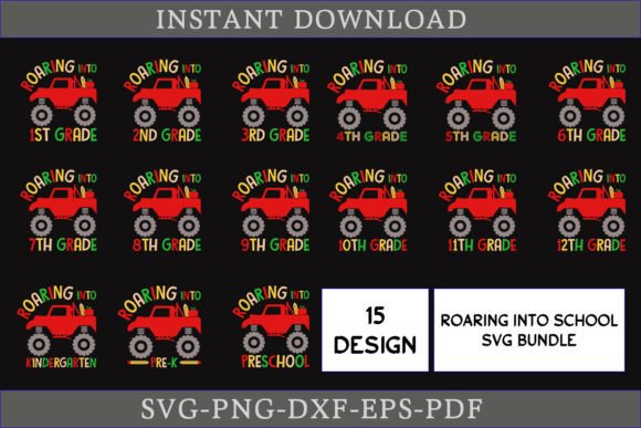 Roaring into School SVG Bundle Cut File