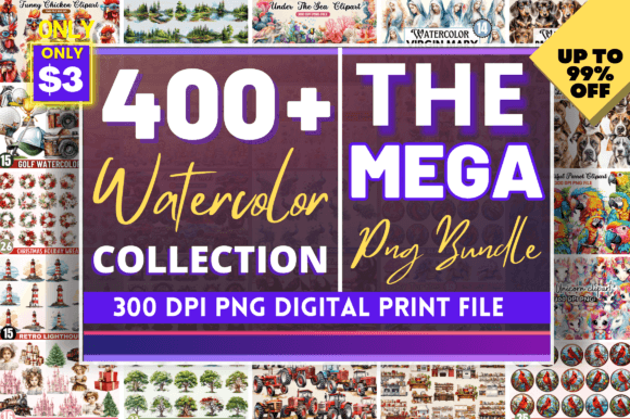 The Mega Watercolor PNG Bundle